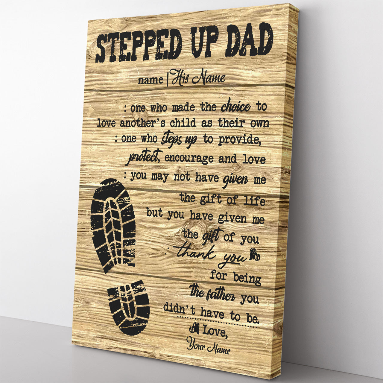 Bonus Dad Definition Canvas for Step Father's Day, Steps Up to Provide Encourage and Love Step Dad Canvas