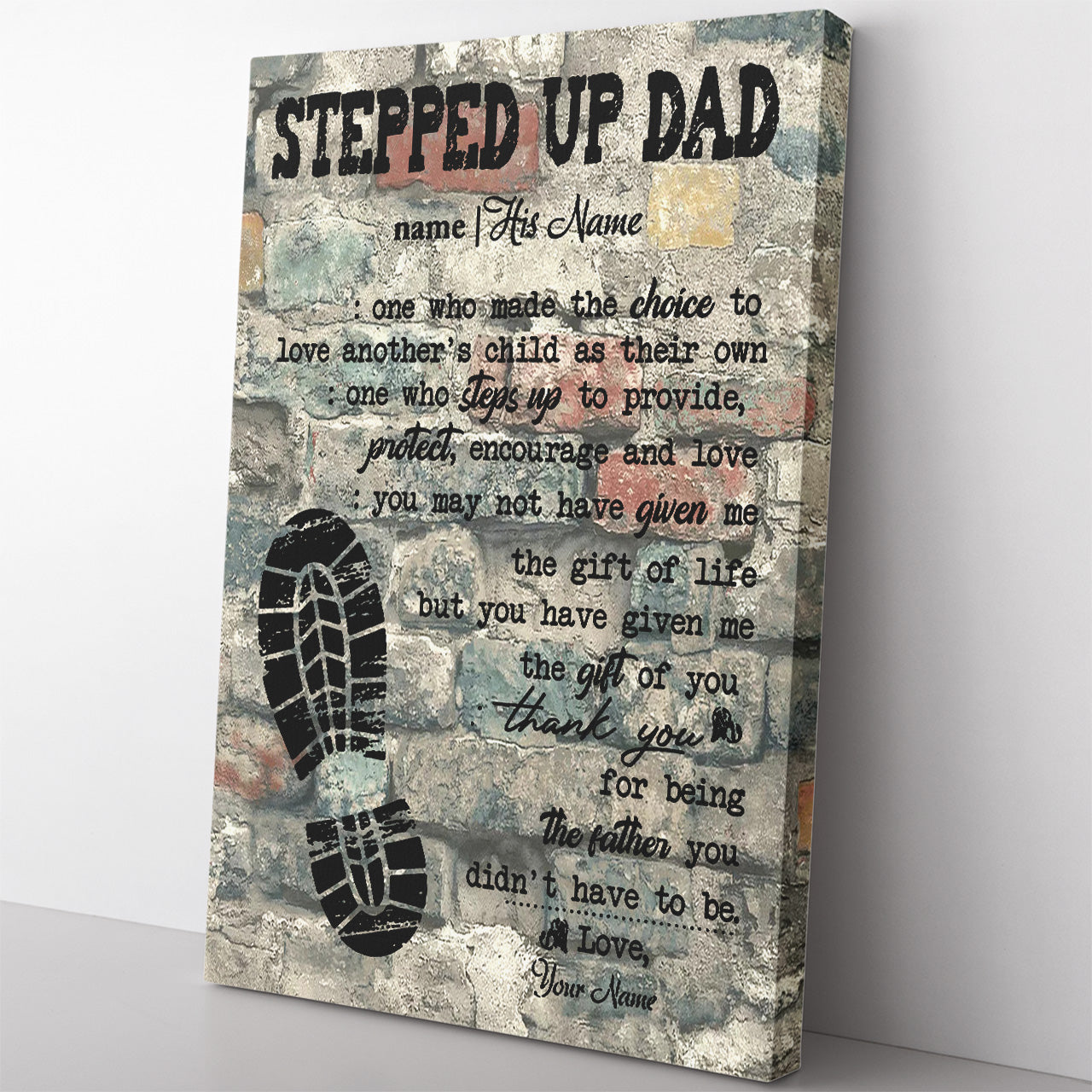 Bonus Dad Definition Canvas for Step Father's Day, Steps Up to Provide Encourage and Love Step Dad Canvas