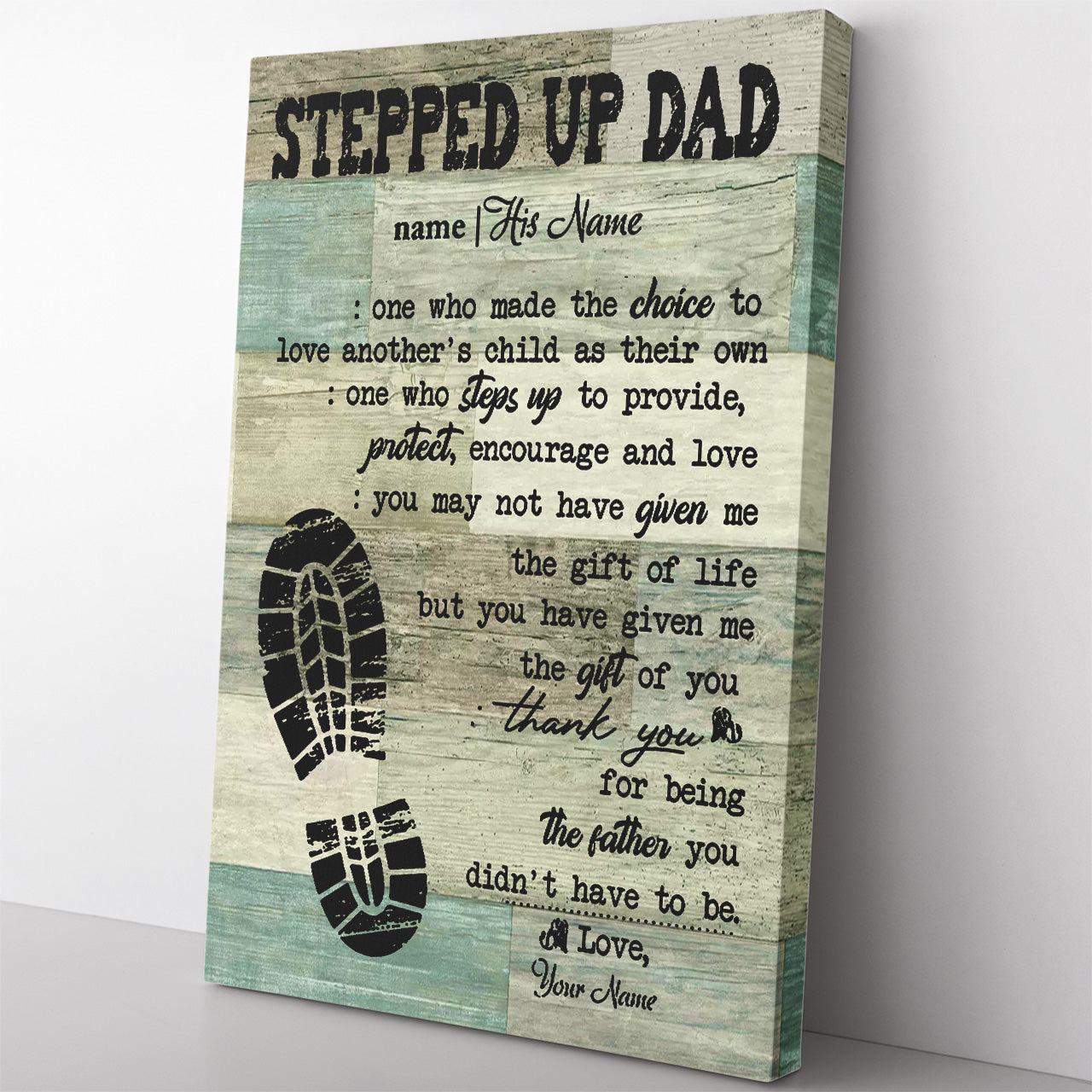 Bonus Dad Definition Canvas for Step Father's Day, Steps Up to Provide Encourage and Love Step Dad Canvas