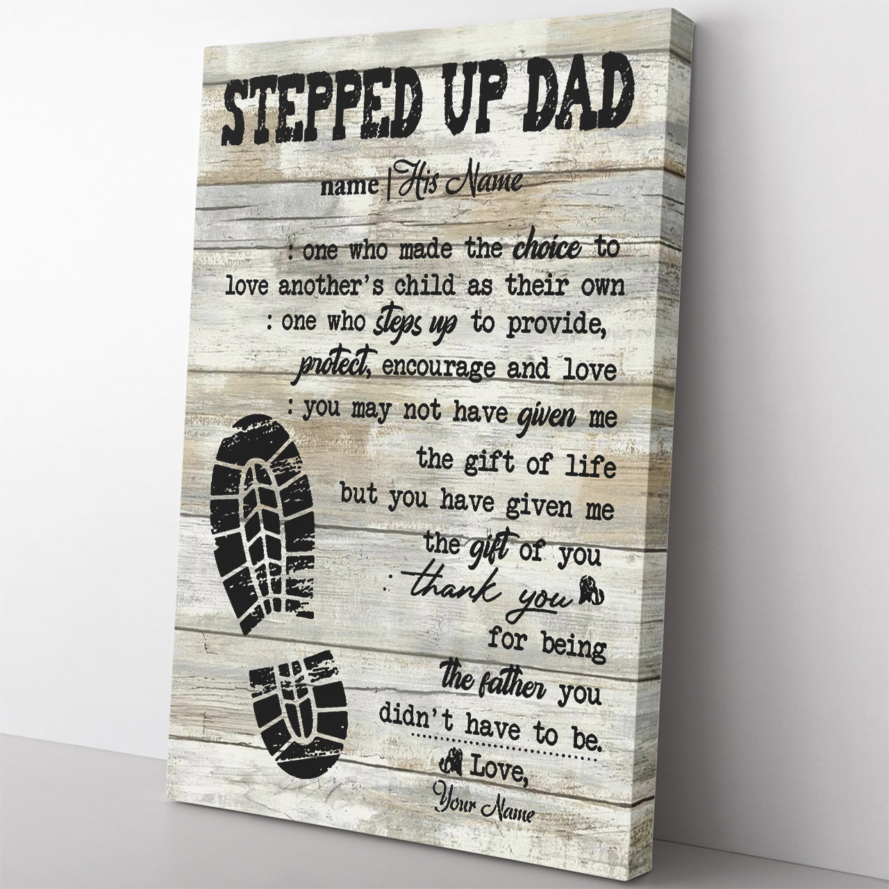 Bonus Dad Definition Canvas for Step Father's Day, Steps Up to Provide Encourage and Love Step Dad Canvas