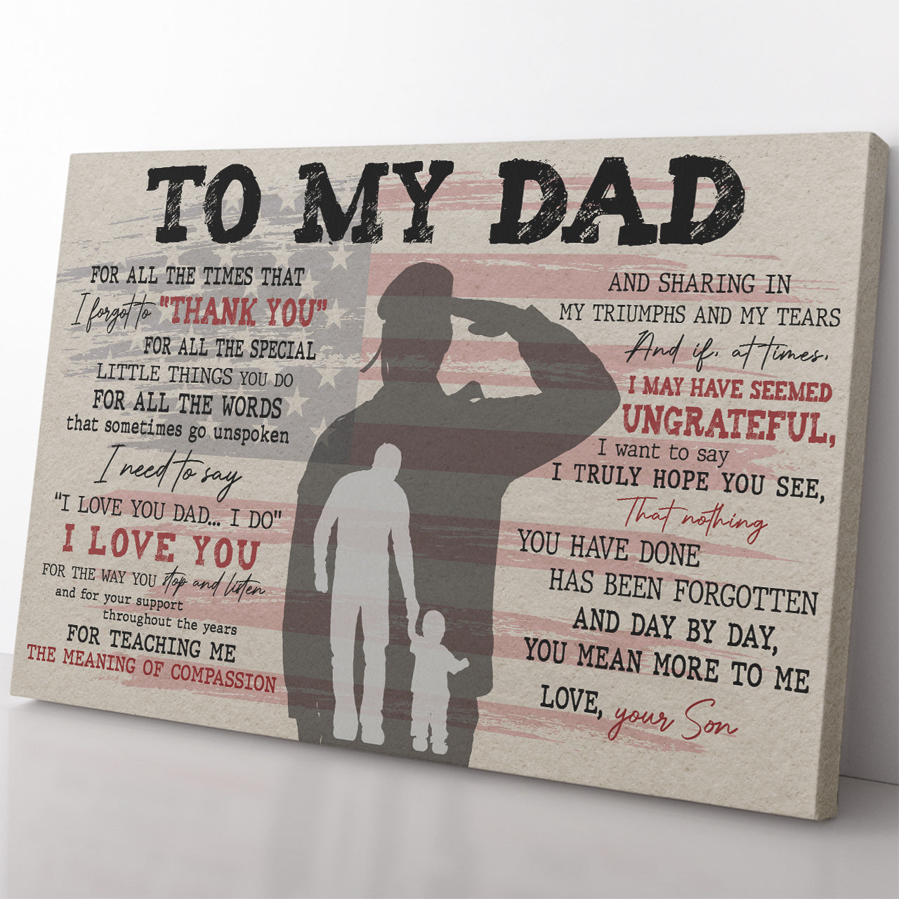 Personalized Canvas Gift For Military Veteran Dad, I Love You Dad I Do Canvas from Son