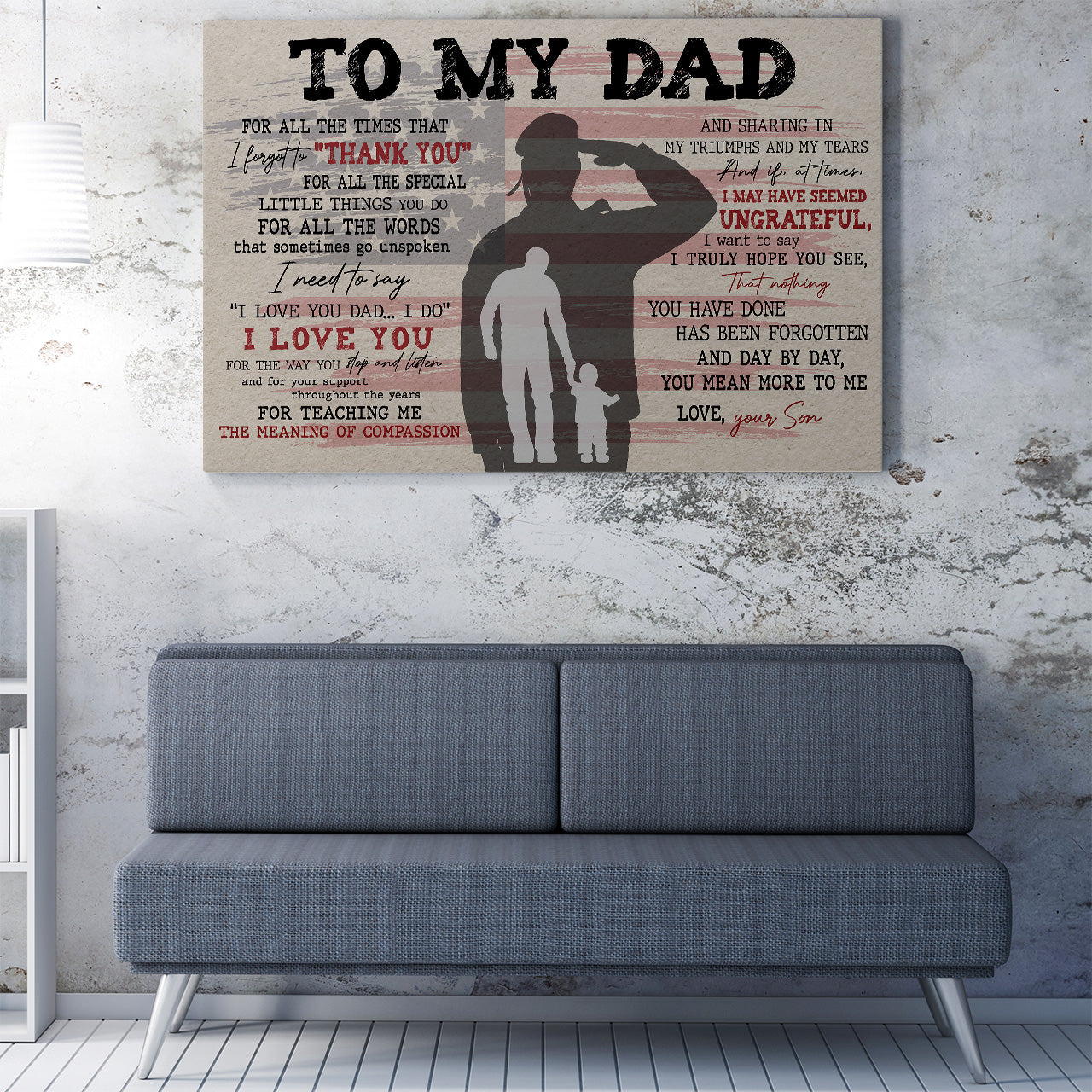 Personalized Canvas Gift For Military Veteran Dad, I Love You Dad I Do Canvas from Son