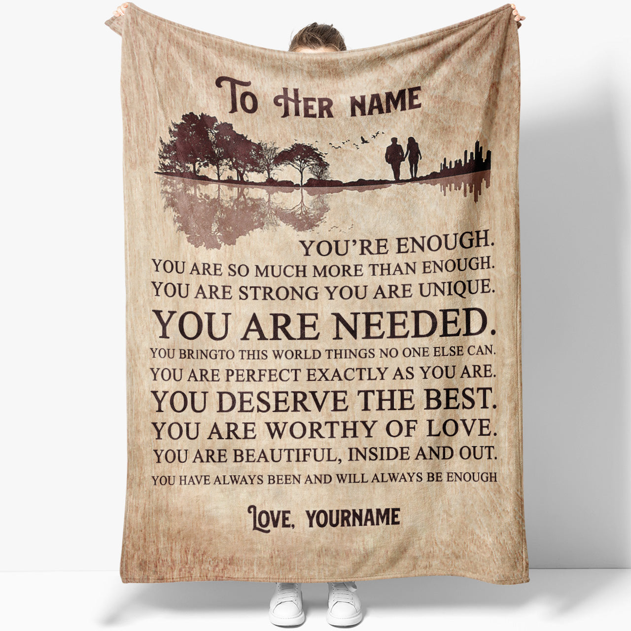 Blanket Gift Ideas For Wife, You Are Enough Custom Personalized Blanket Gift