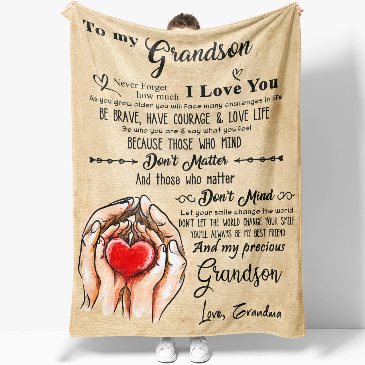 Blanket Gift Ideas To My Grandson, Be Brave Have Courage Love Life Blanket