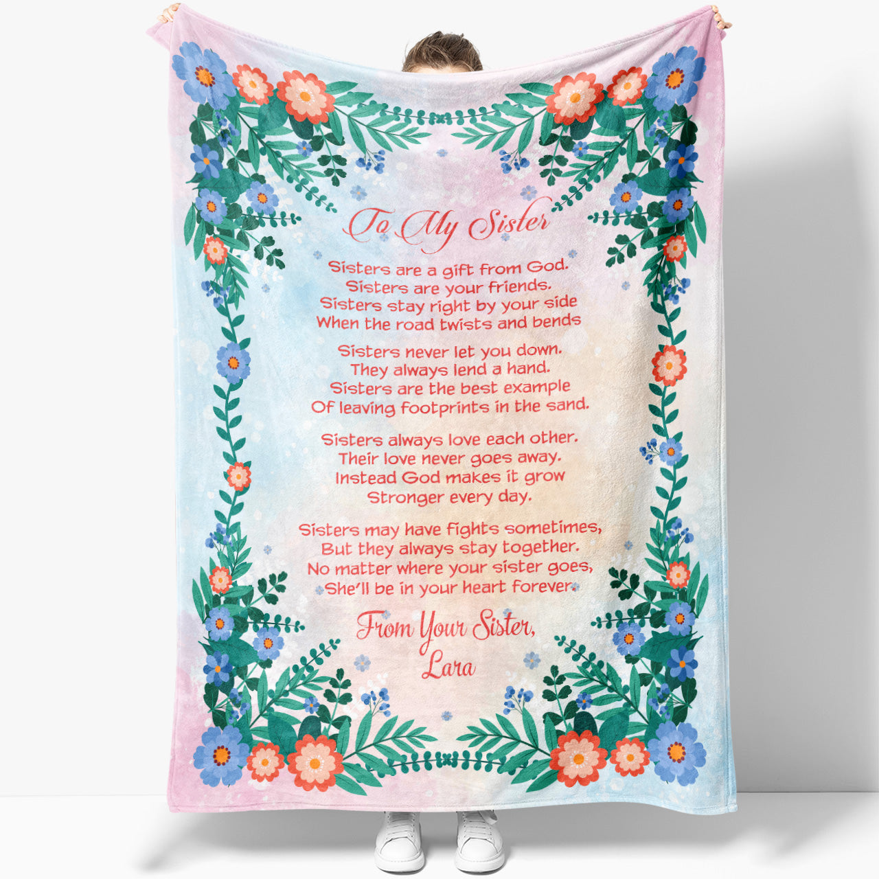 Blanket Gift Ideas To Sister, Sisters Never Let You Down Birthday Gift Blanket