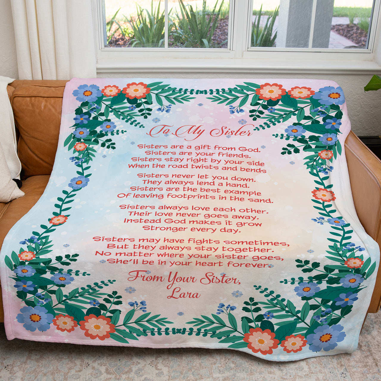 Blanket Gift Ideas To Sister, Sisters Never Let You Down Birthday Gift Blanket