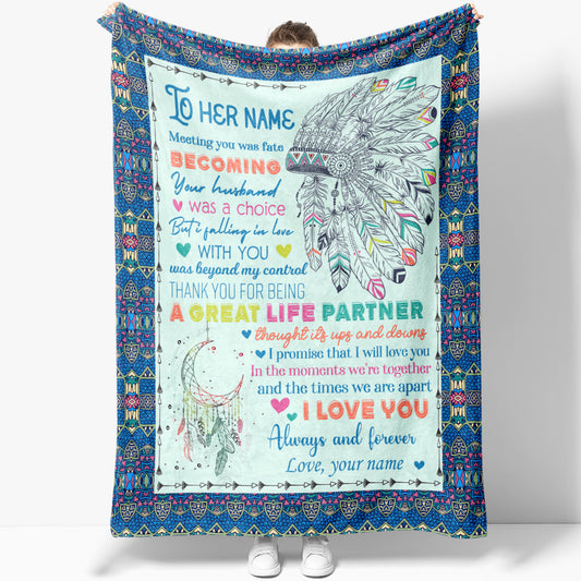 Native American Blanket Gift Ideas To My Wife, Falling in Love With You Beyond My Control Blanket for Her