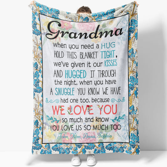 Blanket Gift Ideas For Grandma, Personalized Names We Love You So Much Blanket for Nana