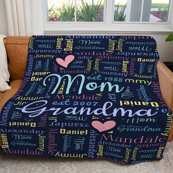 Personalized Grandma Blanket, Personalized Blanket For Grandma, Mothers