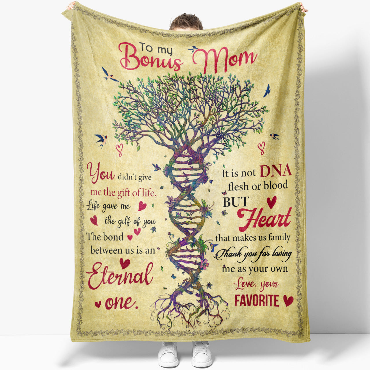 Personalized To My Bonus Mom Blanket, Stepmother Birthday Happy Mother's Day Gift for Step Mom