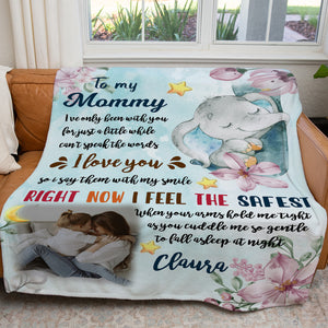 Personalized To My Mommy Blanket, Cute Elephant Blanket, 1st Mother's Day Gift, Blanket