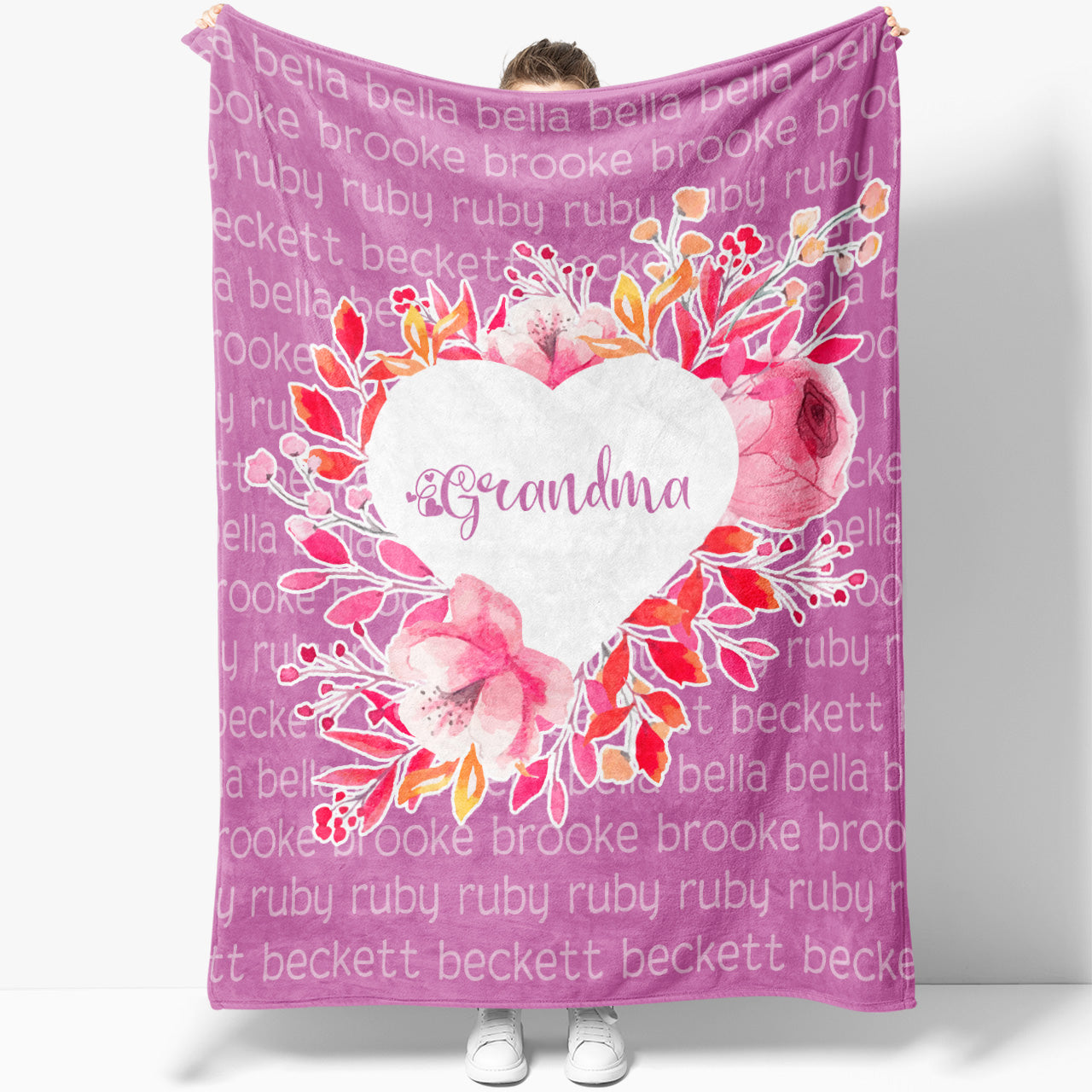 Personalized Mother's Day Blanket, Grandma Blanket, Personalized Names Blanket for Mom