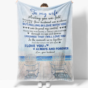 Blanket Anniversary Gift Ideas for Wife, Couple Adirondack Chairs Blanket for Wife, Falling in Love With You Blanket