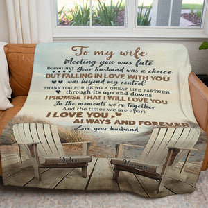 Blanket Birthday Gift Ideas for Wife, Couple Beach Chairs I Love You Always and Forever Blanket