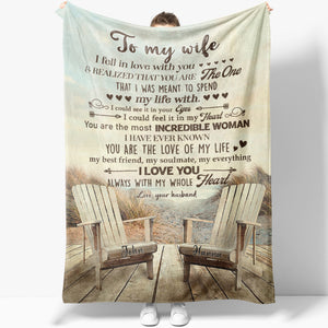 Blanket Christmas Gift Ideas for Wife, Couple Beach Adirondack Chairs You Are the One Blanket