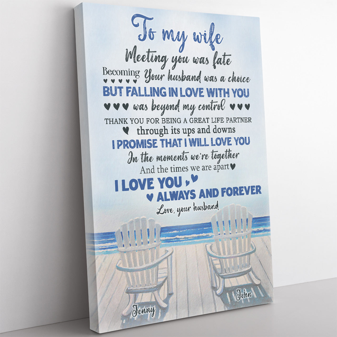 Personalized Canvas Gift For Wife, Falling in Love With You Anniversary Canvas Gift