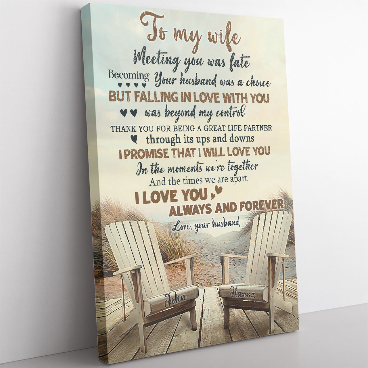 Personalized Canvas Gift For Wife, Falling in Love With You Birthday Canvas Gift