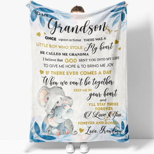 Birthday Gift Blanket for Grandson, God Send Grandson to My Life for Joy and Hope Blanket