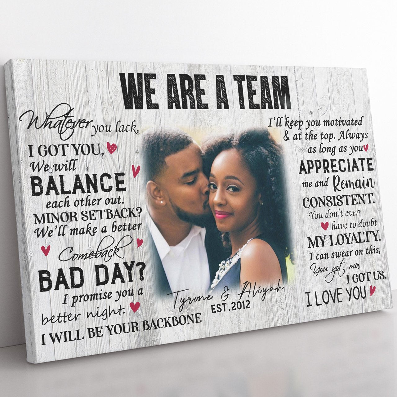 Personalized Canvas Gift For Black Queen King, We Are a Team, Whatever You Lack Wall Art, Anniversary Gift for Black Husband Wife Him Her