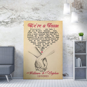 We're A Team Canvas for Couple, Valentines Day Canvas Gift Ideas for Wife