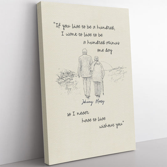 Anniversary Loving Quote Canvas for Wife, You Live a Hundred I Live a Hundred Minus Canvas for Wife