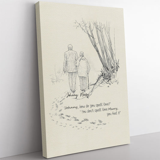 Custom Name Canvas for Old Couple, How do You Spell Love Canvas for Wife