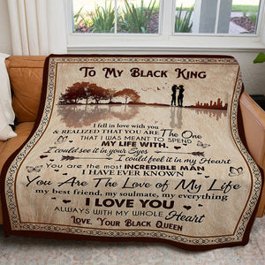 Blanket Gift Ideas For Black King, I Fell in Love With You Blanket, Personalized Blanket Gift for Husband, Christmas Anniversary Presents For Him