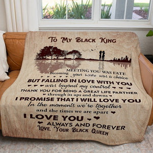 Blanket Gift Ideas for Black Husband, My Black King Falling in Love With You Blanket, First Wedding Anniversary Gifts For Him, Christmas Gift For Men
