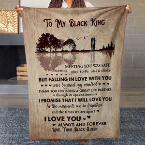 Blanket Gift Ideas for Black Husband, My Black King Falling in Love With You Blanket