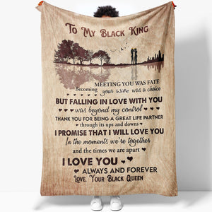 Blanket Gift Ideas for Black Husband, My Black King Falling in Love With You Blanket, First Wedding Anniversary Gifts For Him, Christmas Gift For Men