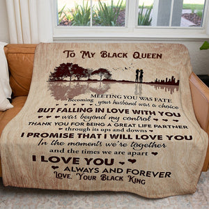 Blanket Gift Ideas for Black Wife, My Black Queen Falling in Love With You Blanket, Birthday Gifts For Her, Unique Christmas Gifts For Her Wife