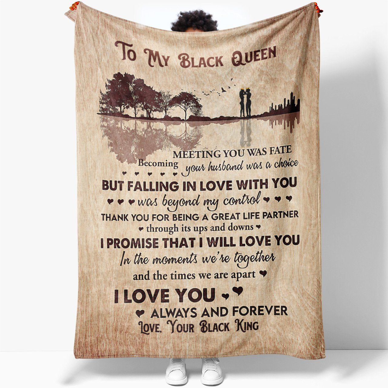 Blanket Gift Ideas for Black Wife, My Black Queen Falling in Love With You Blanket, Birthday Gifts For Her, Unique Christmas Gifts For Her Wife