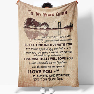 Blanket Gift Ideas for Black Wife, My Black Queen Falling in Love With You Blanket, Birthday Gifts For Her, Unique Christmas Gifts For Her Wife