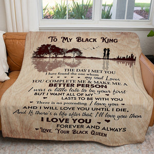 Blanket for Black King Husband, You Complete and Make Me a Better Person Blanket for Him, Thoughtful Romantic Birthday Christmas Gift For Husband Him