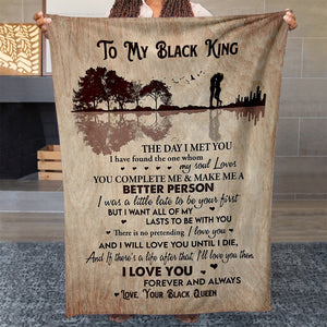 Christmas Gift Blanket for Black King Husband, I Will Love You Until I Die Blanket for Him