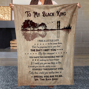 Birthday Gift Blanket for Black Husband, To My Black King Blanket The Day I Met You