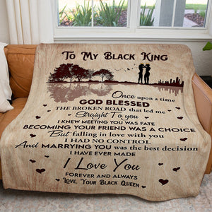 Blanket to My Black King Gift, Once Upon a Time Gift Blanket for Husband, Anniversary Gift Ideas For Him, Valentines Christmas For Him