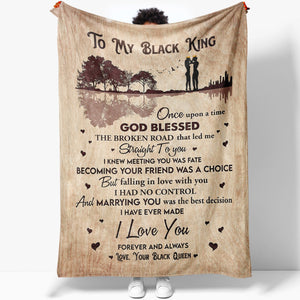 Blanket to My Black King Gift, Once Upon a Time Gift Blanket for Husband, Anniversary Gift Ideas For Him, Valentines Christmas For Him