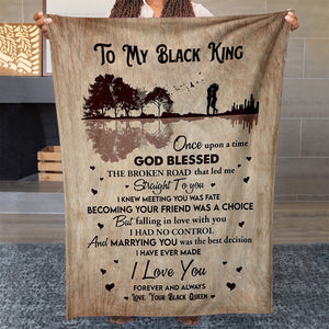 To My Black King Anniversary Blanket Gift, Marrying You Was the Best Decision Blanket for Him
