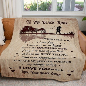 To My Black King Husband Blanket Gift, When I Tell You I Love You Blanket Gift for Him, Christmas Ideas For Husband, Anniversary Gift for Him