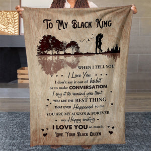 To My Black King Husband Blanket Gift, When I Tell You I Love You Blanket Gift for Him