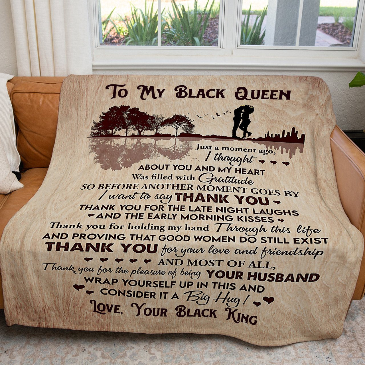 Blanket for My Black Queen, I Want to Say Thank You Blanket for Her My Wife, Thoughtful Gifts For Her, Birthday Present For Wife