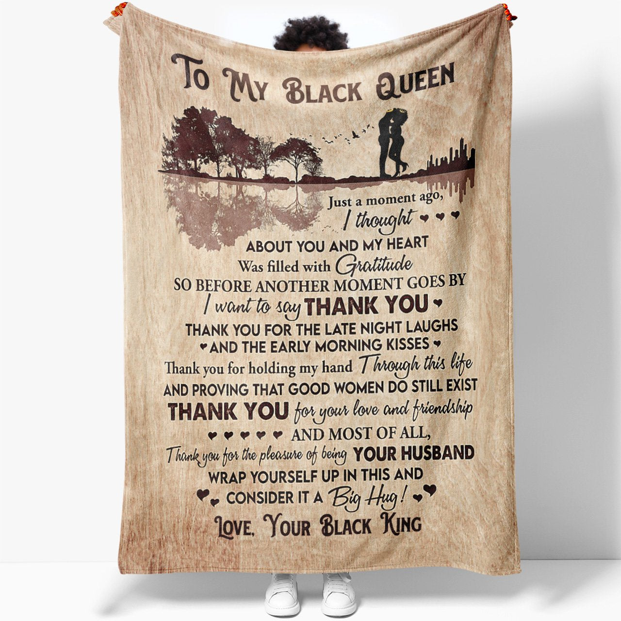 Blanket for My Black Queen, I Want to Say Thank You Blanket for Her My Wife, Thoughtful Gifts For Her, Birthday Present For Wife