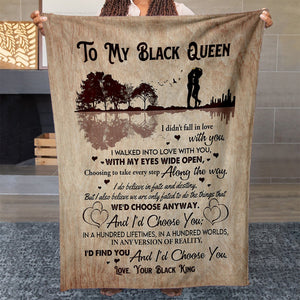 Blanket for My Black Queen Wife, I'd Choose You in a Hundred Lifetimes Blanket for Her