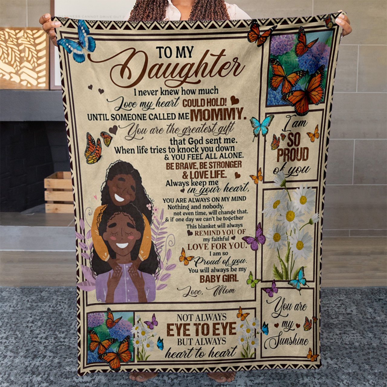 Blanket Gift Ideas For Black Daughter, You're The Greatest Gift Black From Mother to Daughter, Blanket Mother Daughter Sentimental Gifts Ideas