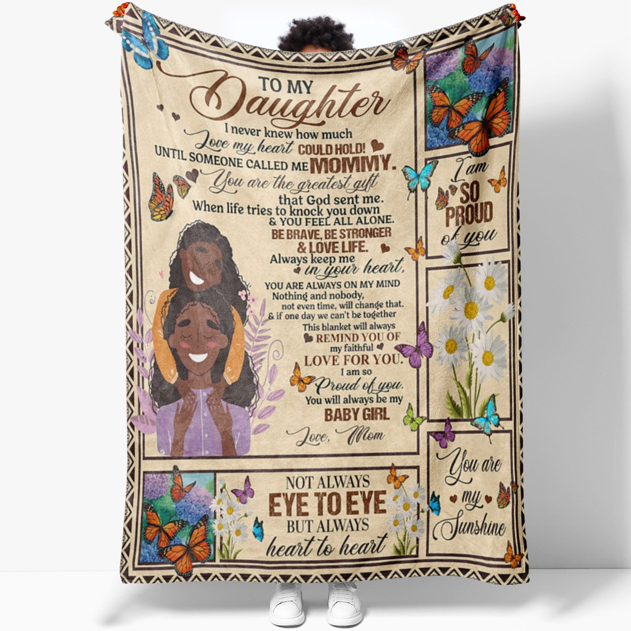 Blanket Gift Ideas For Black Daughter, You're The Greatest Gift Black From Mother to Daughter, Blanket Mother Daughter Sentimental Gifts Ideas