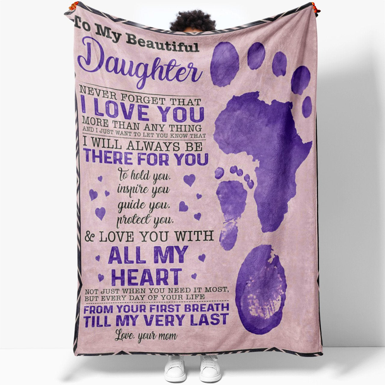 Blanket Gift Ideas To My Beautiful Daughter, Never Forget That I Love You Blanket From Mom, Best Birthday Christmas Thoughtful Gifts For Daughter