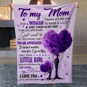 Blanket Gift Ideas for My Daughter, It's Not Easy for a Woman to Raise a Child Blanket, Birthday Ideas For Daughter, Graduation Gift For Daughter