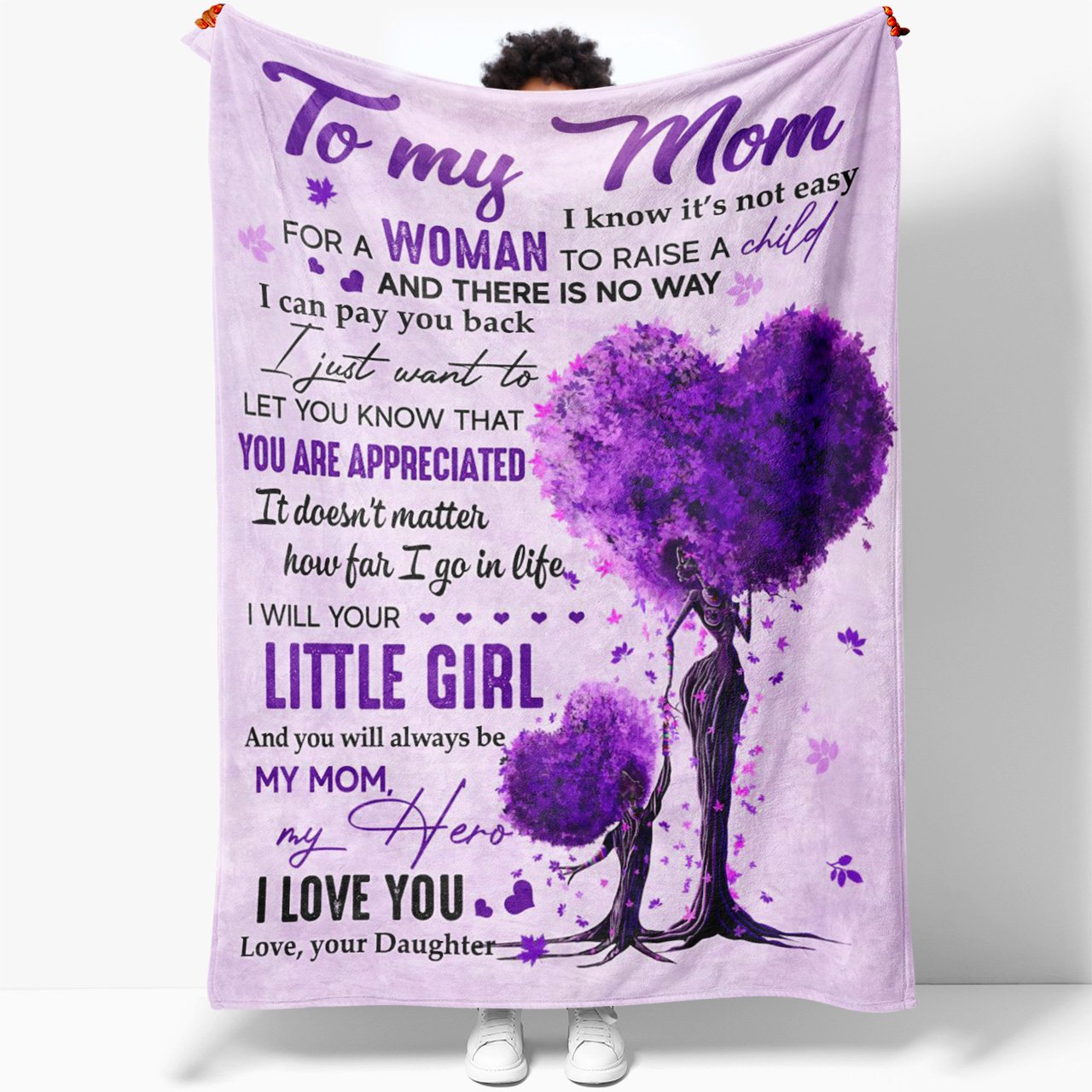 Blanket Gift Ideas for My Daughter, It's Not Easy for a Woman to Raise a Child Blanket, Birthday Ideas For Daughter, Graduation Gift For Daughter
