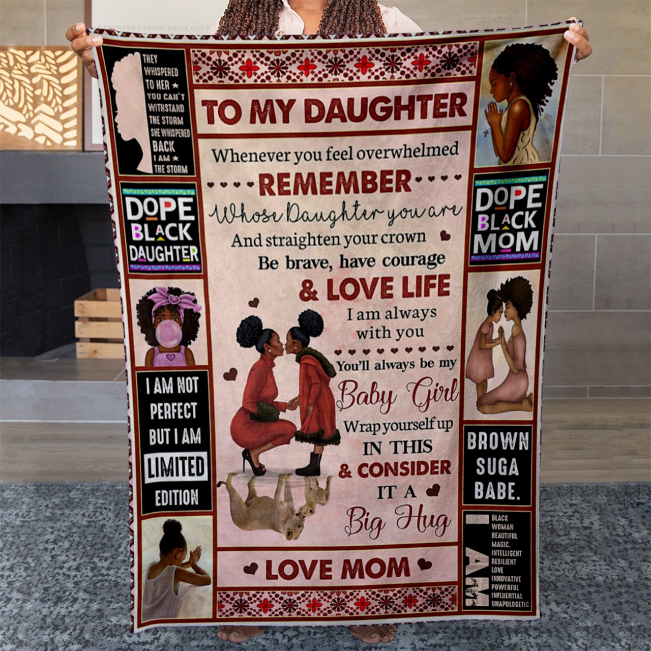 To My Daughter Blanket Gift, Whenever You Feel Overwhelmed Blanket from Black Mom, Birthday Gift Ideas Daughter, Christmas Gifts For Daughter